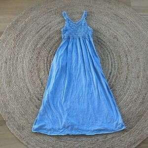 Aerie‎ Dress Crochet Maxi Women's Size Medium M Blue Vacation Resort Boho